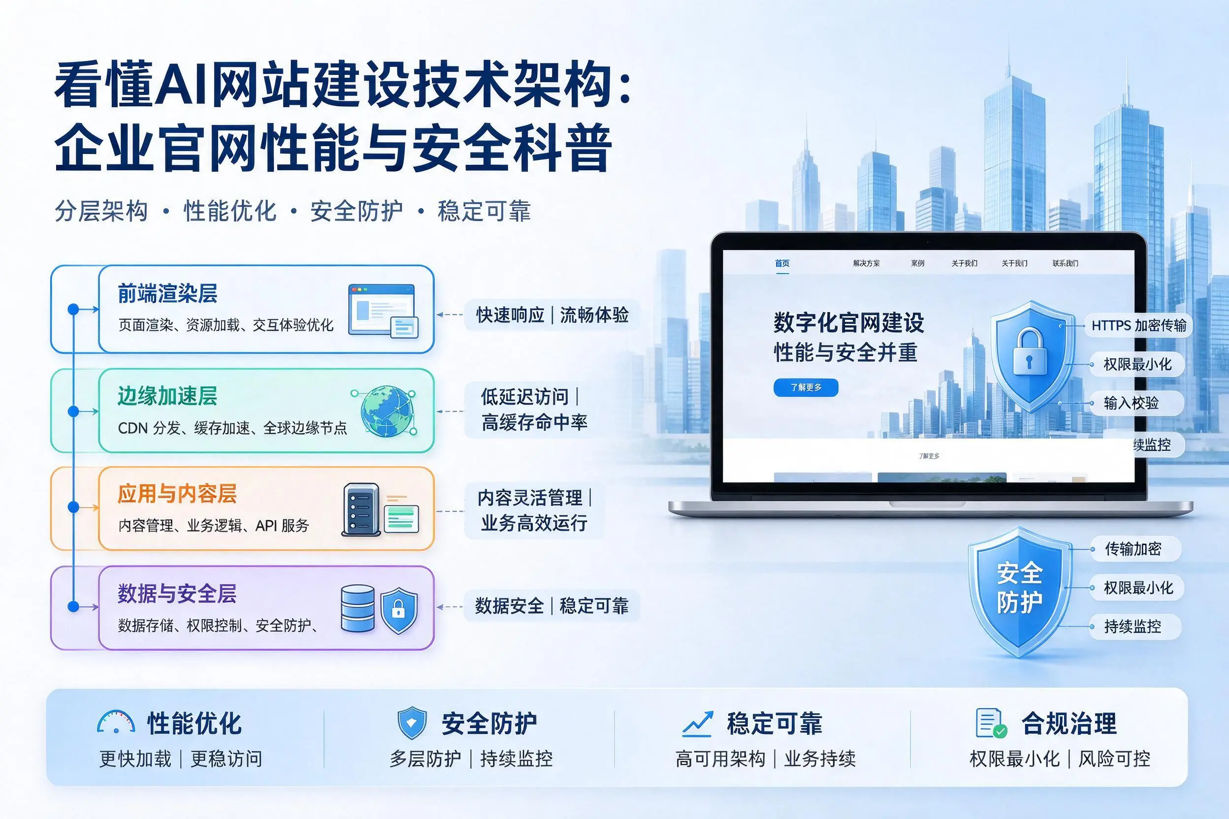 看懂AI网站建设技术架构：湖州企业官网性能与安全科普